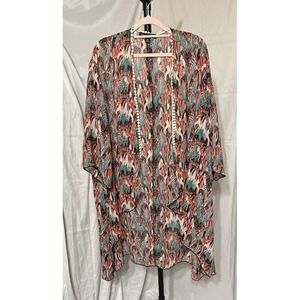 Living Doll Sheer Open Over‎ Top Jacket 3/4 Slv Long  Size XL  Made In USA